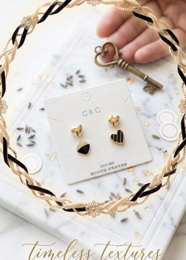 ✨New Chic Heart &amp; Geometric Stud Earrings Set✨
