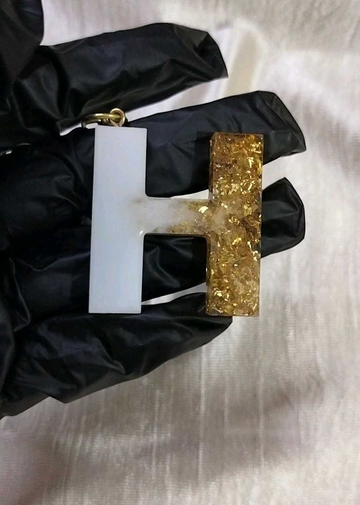Resin Initial 'H' Keychain