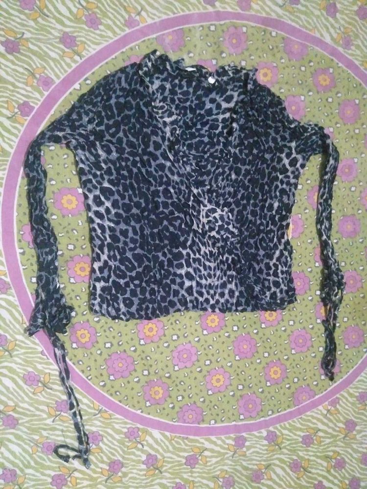 Leopard Print V-Neck Blouse