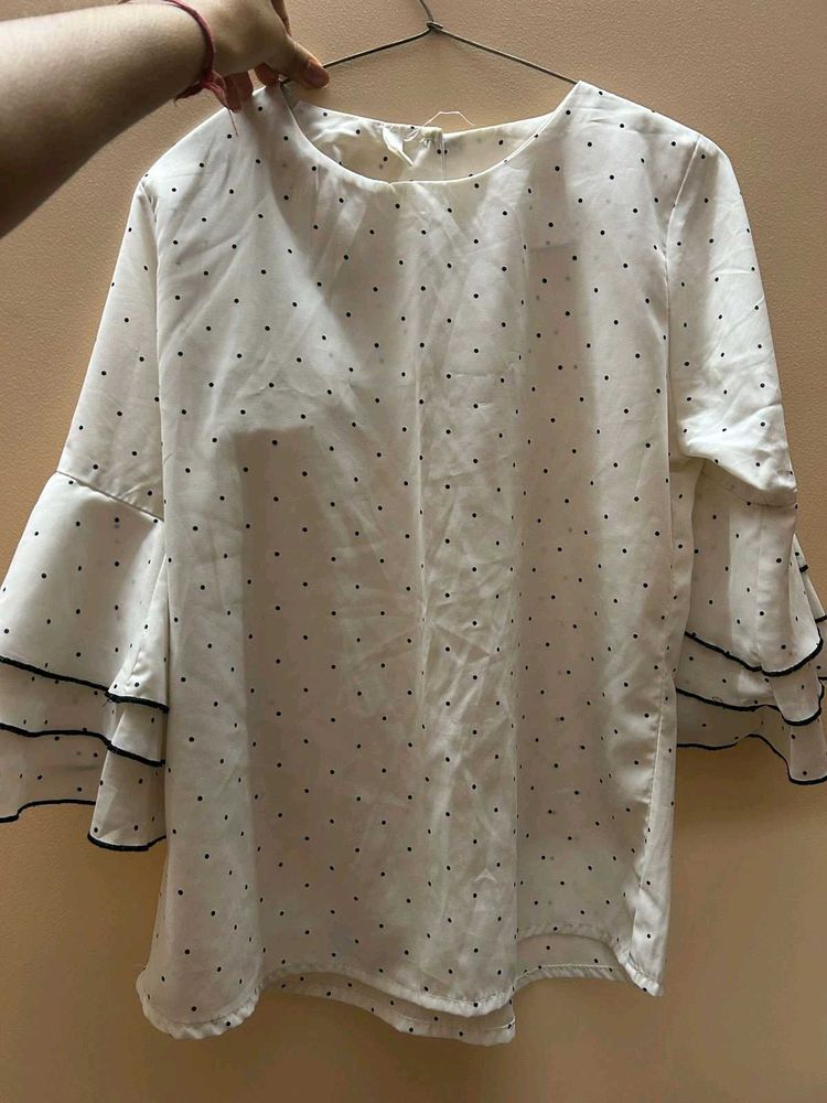 Polka Dot Ruffle Sleeve top