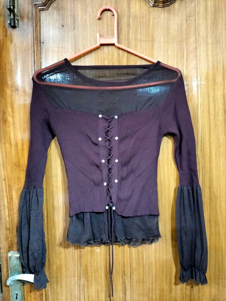 Unique Lace-Up Mesh Top🧚