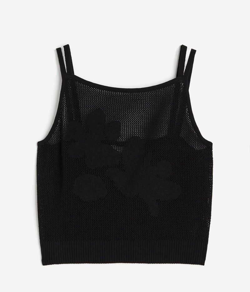 Black Mesh Floral Cami Top