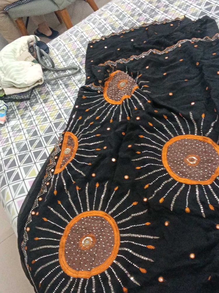 Black Embellished Saree