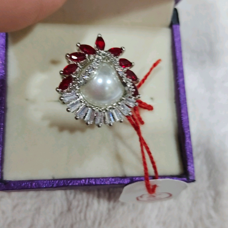 pearl and ruby finger ring