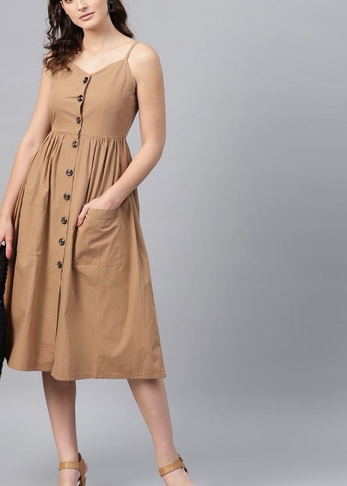 New Brown Button-Down Sundress