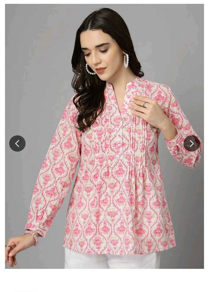 Pink Floral Print Kurta Top