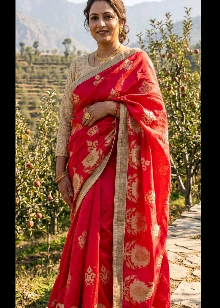 Elegant Red Silk Saree