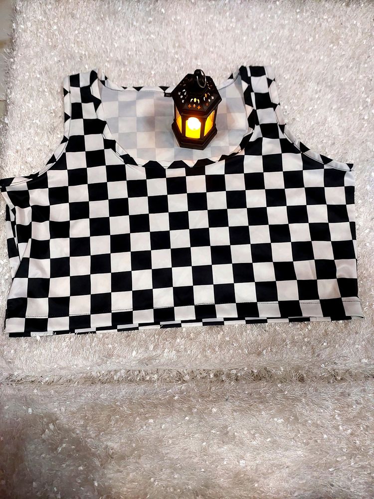 White &amp; black Crop Top For Women