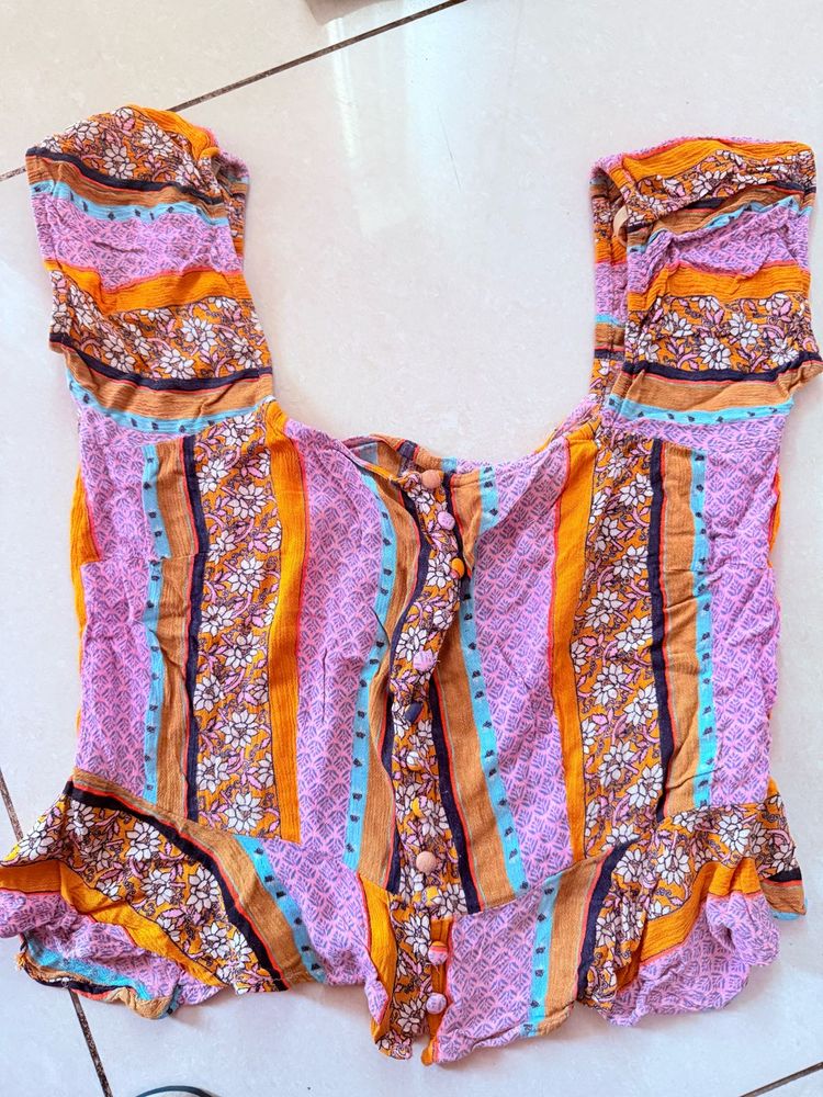 Boho Print Peplum Blouse