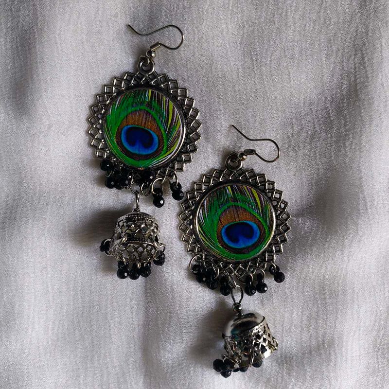 Peacock Jhumka Earrings