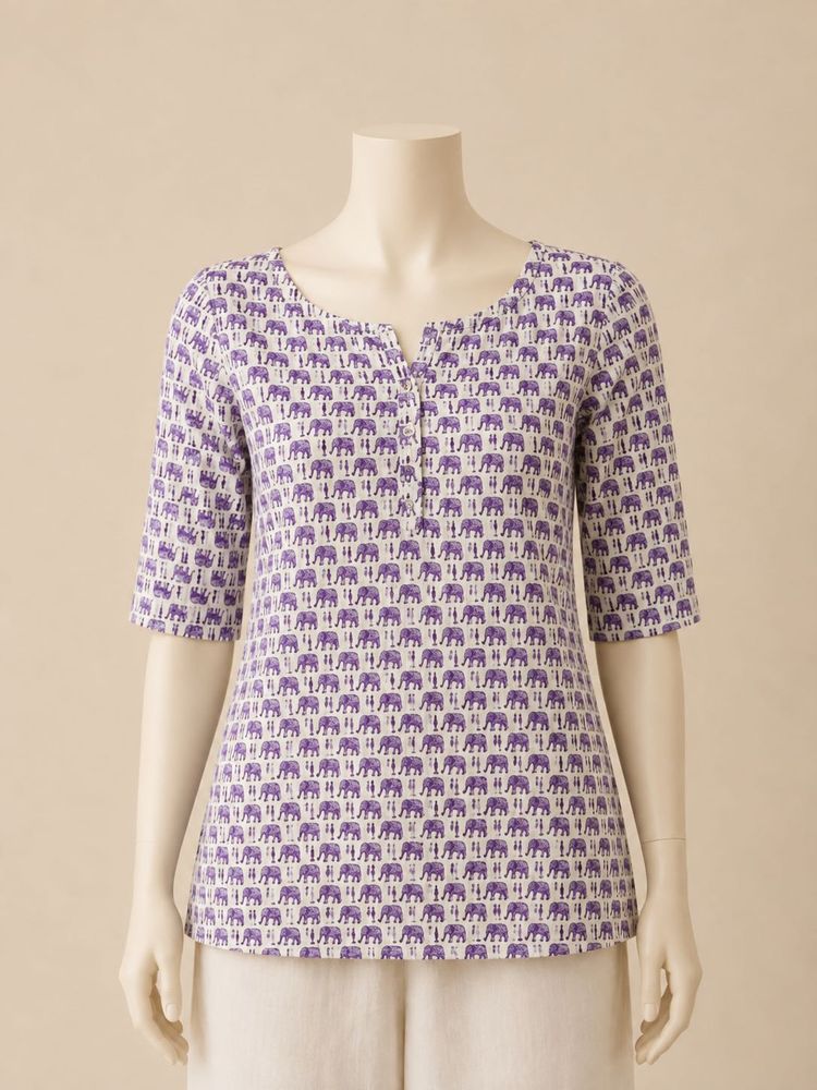 Elephant Print 3/4 Sleeve kurti