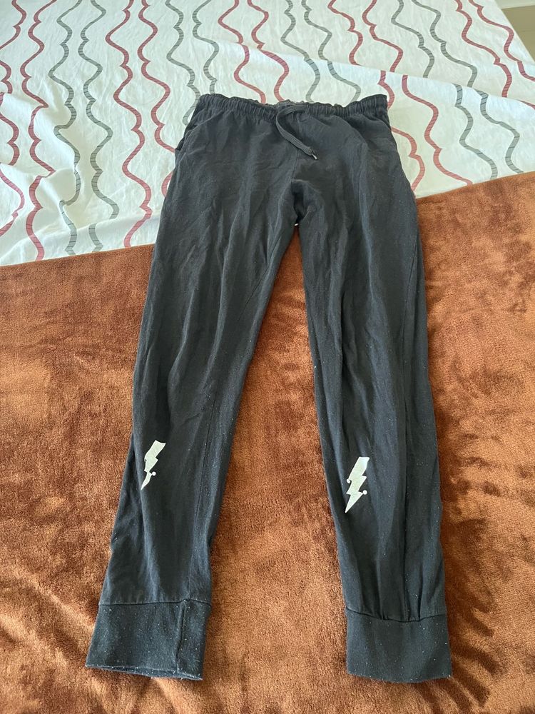 Black Joggers with Lightning Bolt Accents