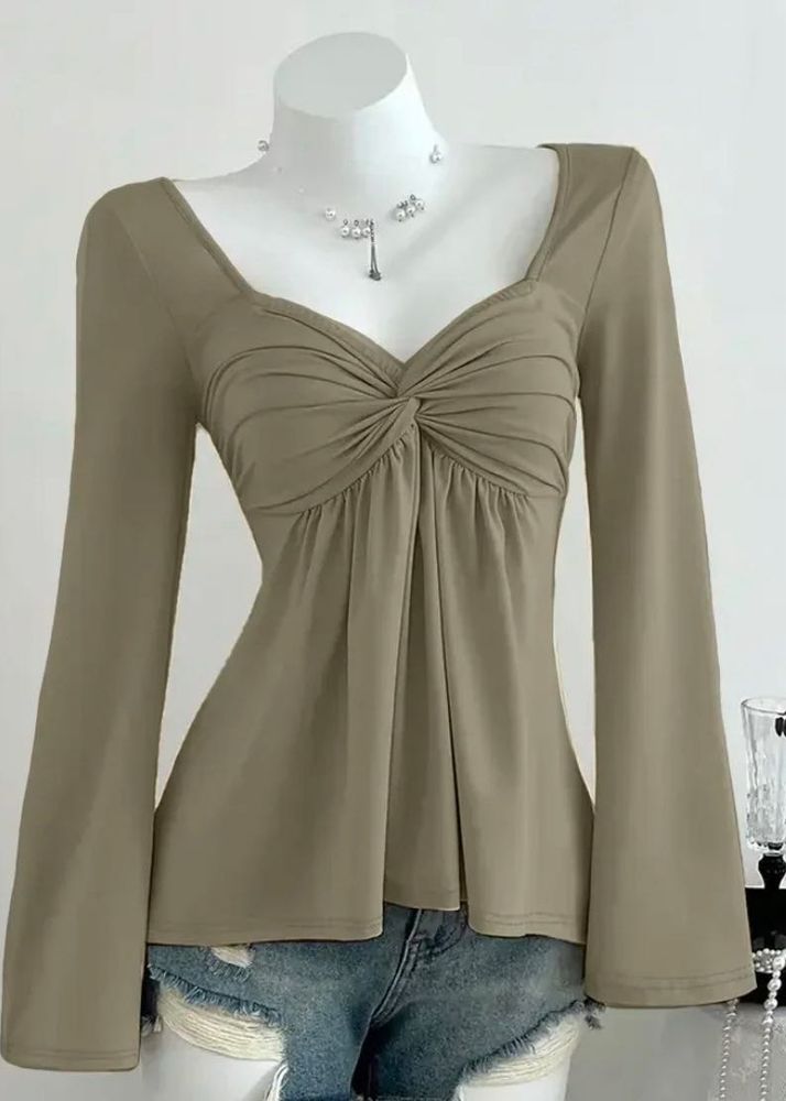 LittleBox Chic Twisted Neck Long Sleeve Top