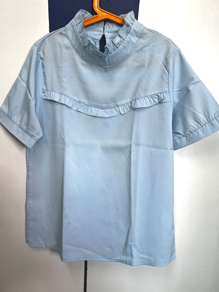Cute Blue Ruffle Top
