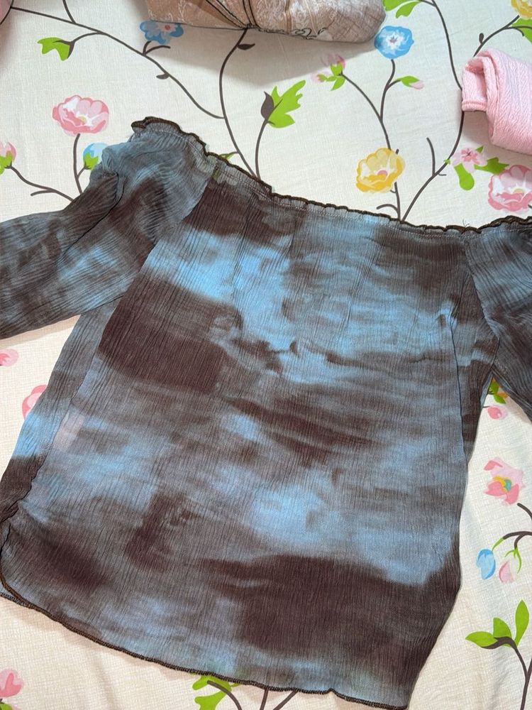 Chic Off-Shoulder Tie-Dye Top