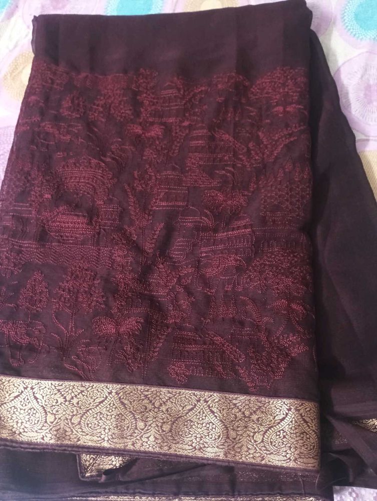 Elegant Embroidered Saree