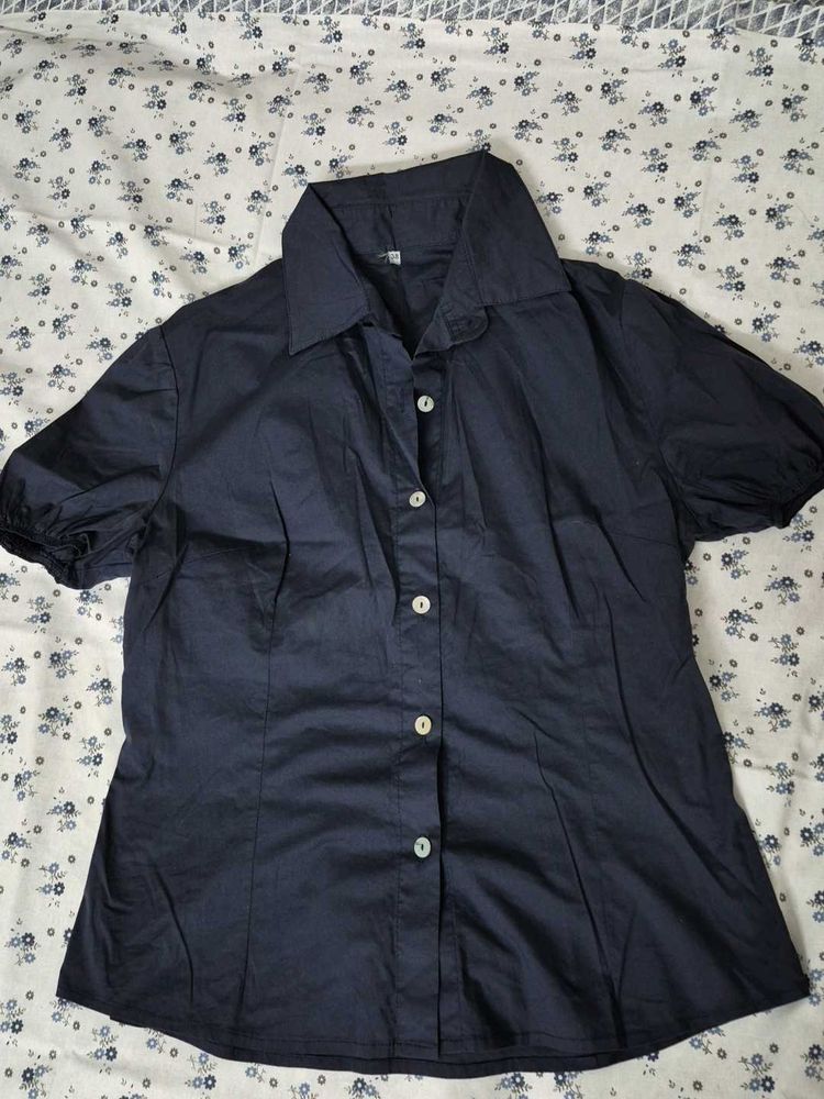 Classic Navy Blue Button-Up Shirt