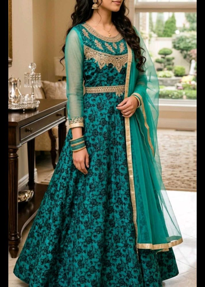 Elegant Teal Anarkali Dress