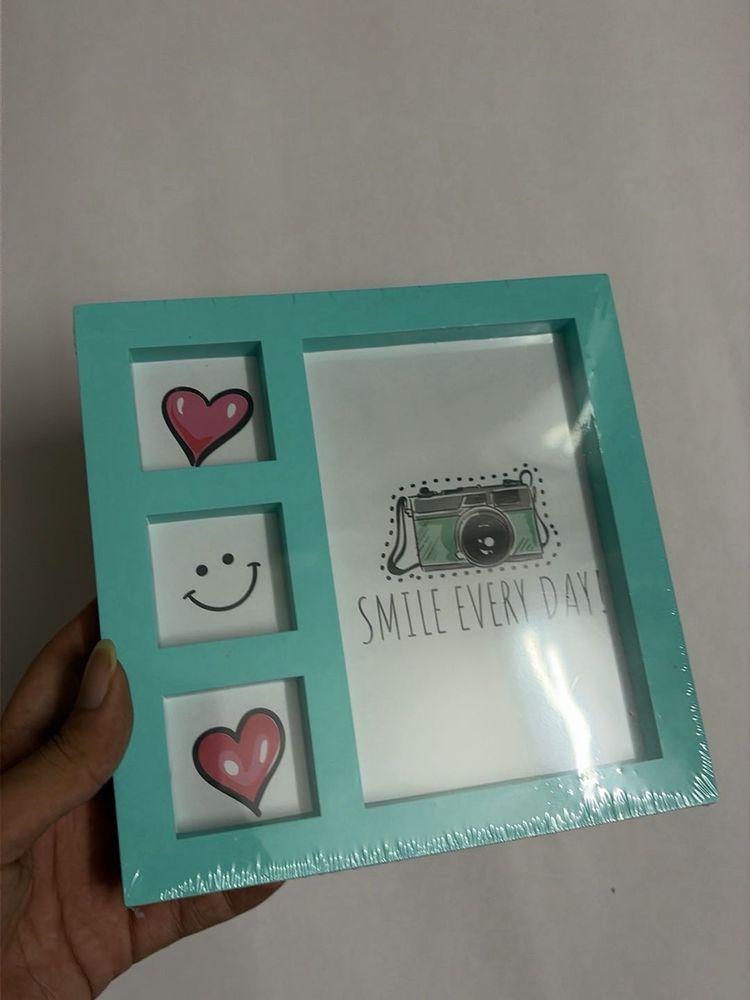 Cute Photo Frame with Hearts &amp; Smile