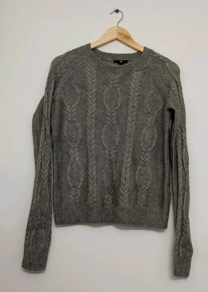 Gray Cable Knit Sweater