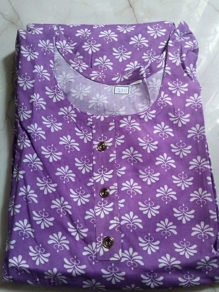 Purple Floral Print Kurta