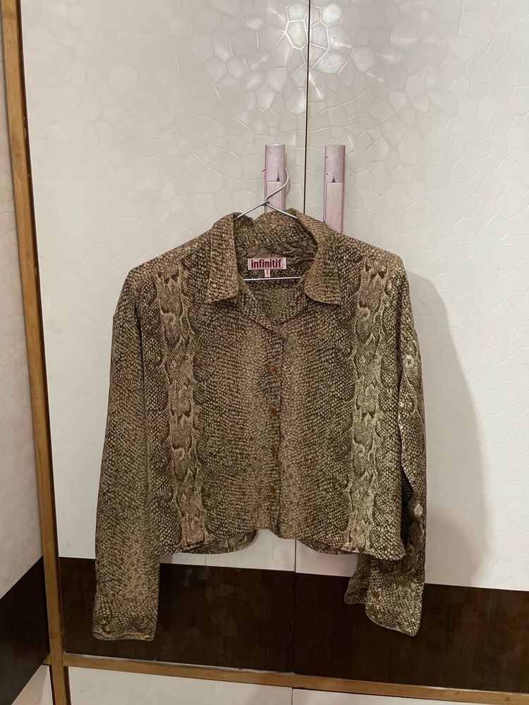 Snakeskin Print Cropped Jacket