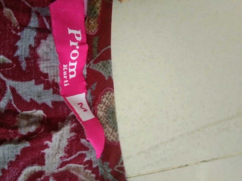 Maroon Printed Kurta