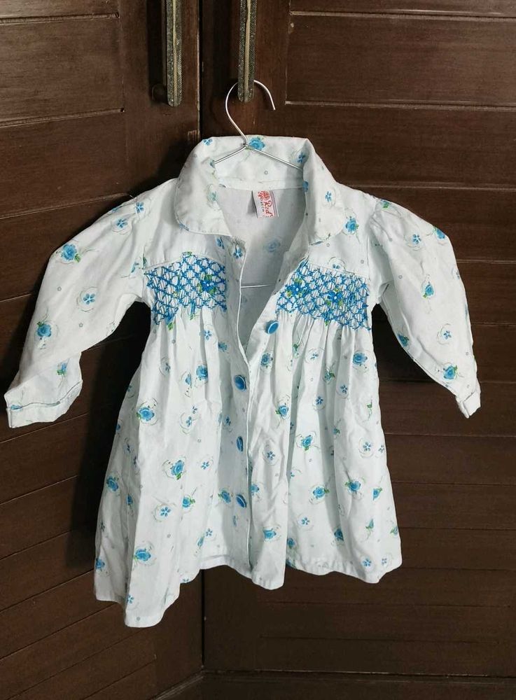 Baby Girl's Blue Floral Cotton Dress