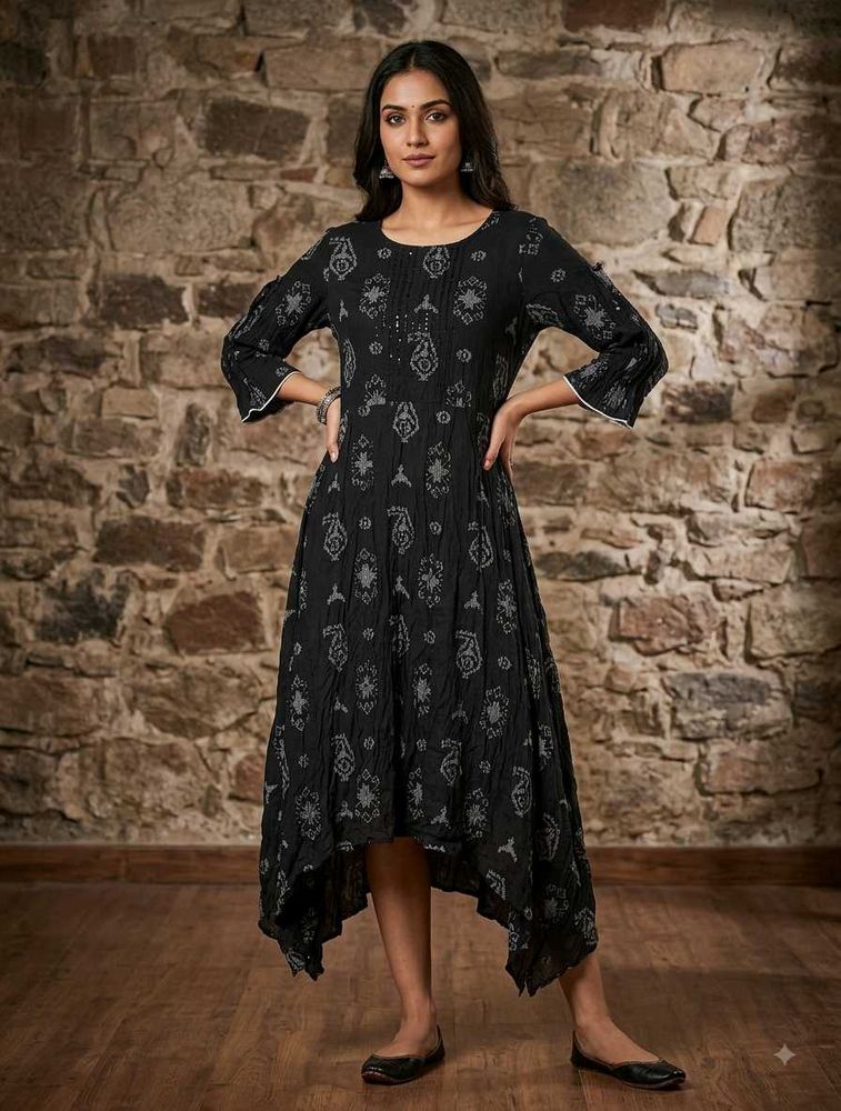 Stylish Black Printed Kurta ( not used)
