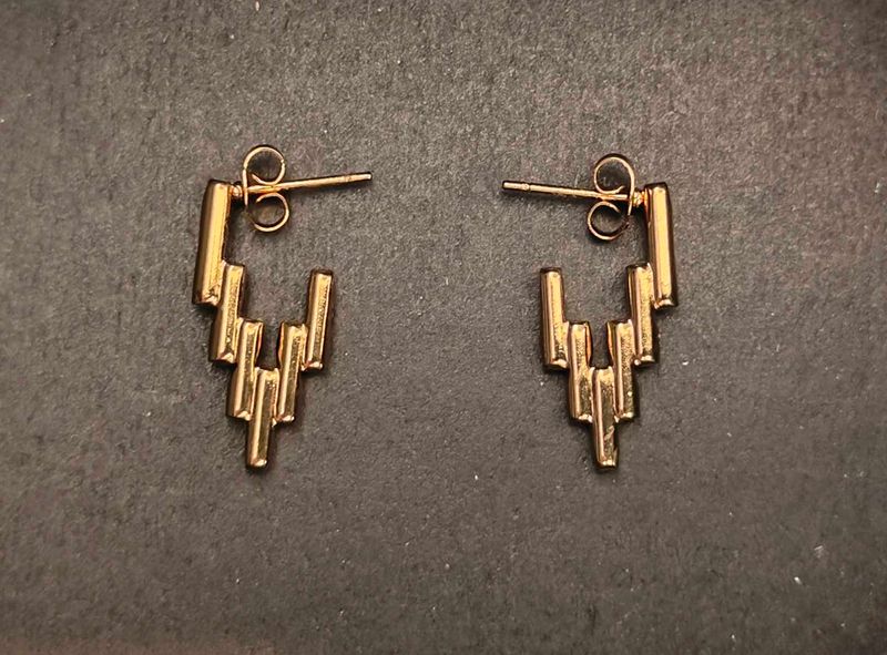 Anti tarnish Gold Tone Geometric Drop Earrings