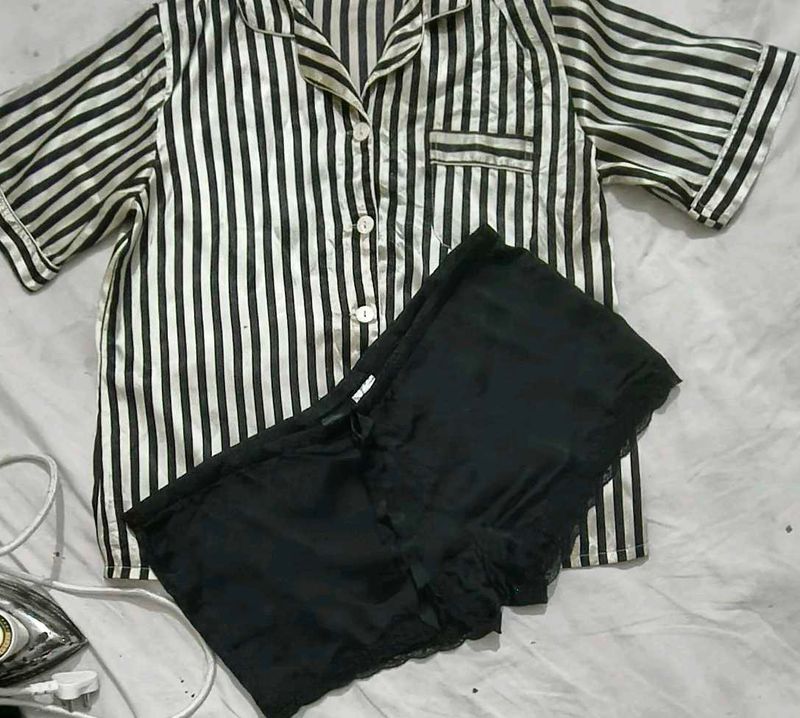 Very Amazing Satin Shirt With Shorts