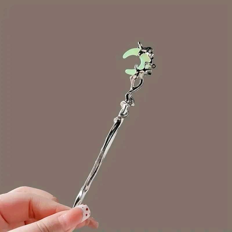 Glow in dark crescent moon hair stick