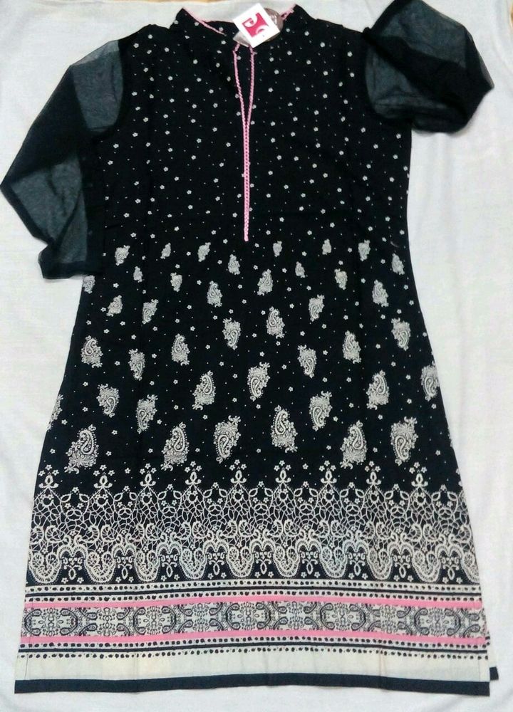 Unused Beautiful Navy Blue Soft Cotton Kurti