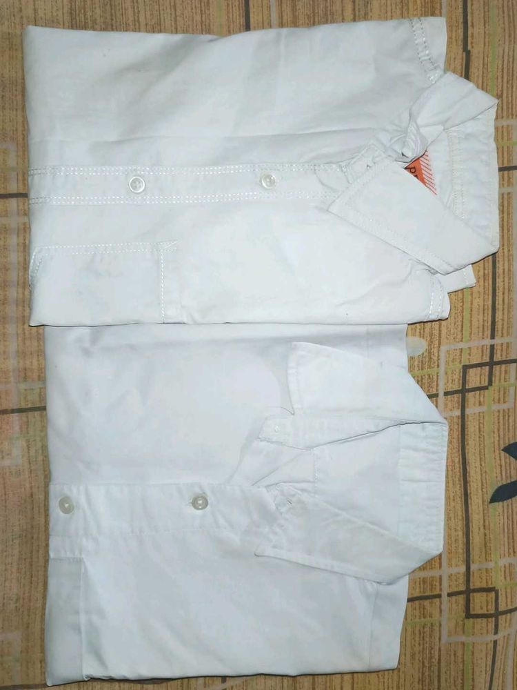 Kids White Cotton Shirt Combo – Half Sleeve &amp; Full