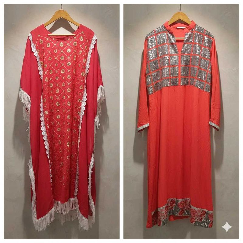 Embroidered Kaftan and Sequined Kurta Set
