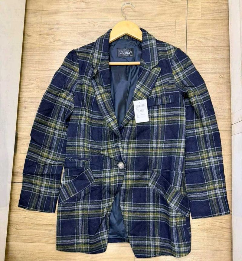 Classic Plaid Blazer Jacket