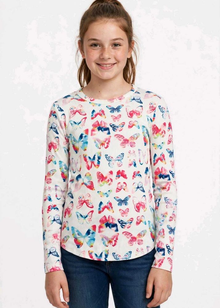 Cute Butterfly Print Long Sleeve Top
