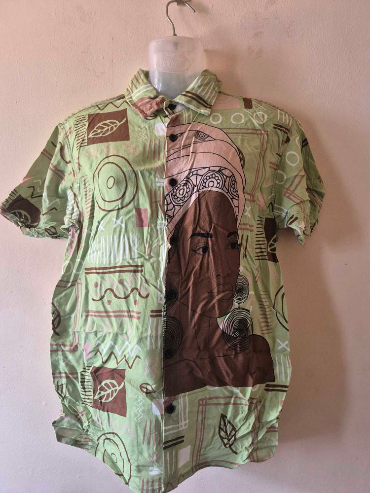 African Print Button-Up Shirt