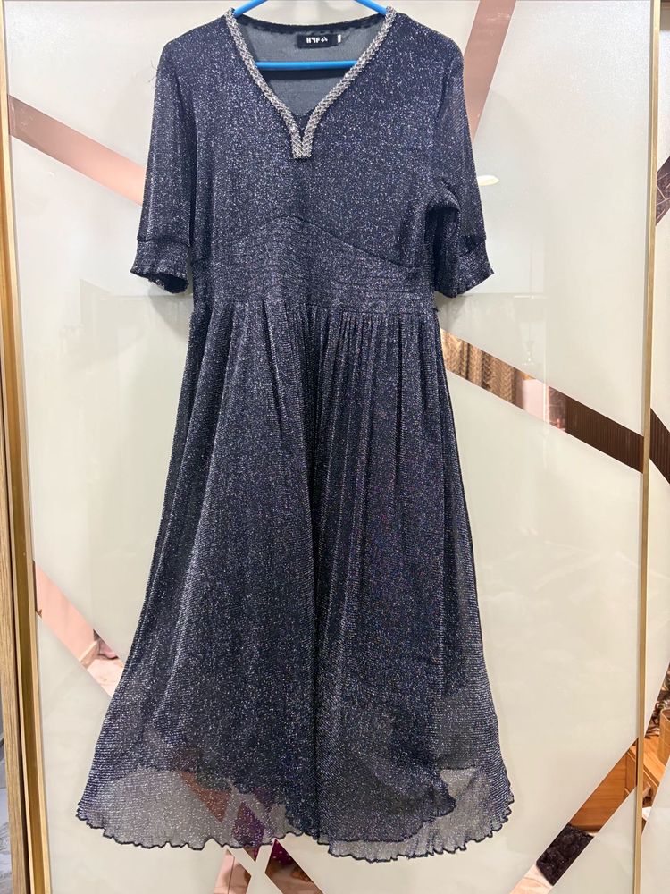 Sparkling V-Neck Midi Dress