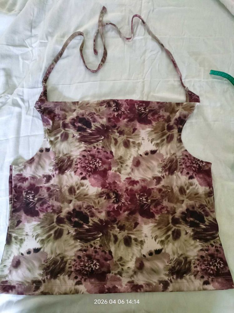 Floral Print Halter Neck Top