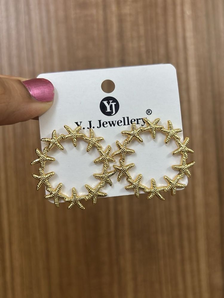 Gold Starfish Hoop Earrings