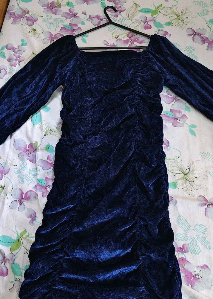 Blue Velvet Mini Dress