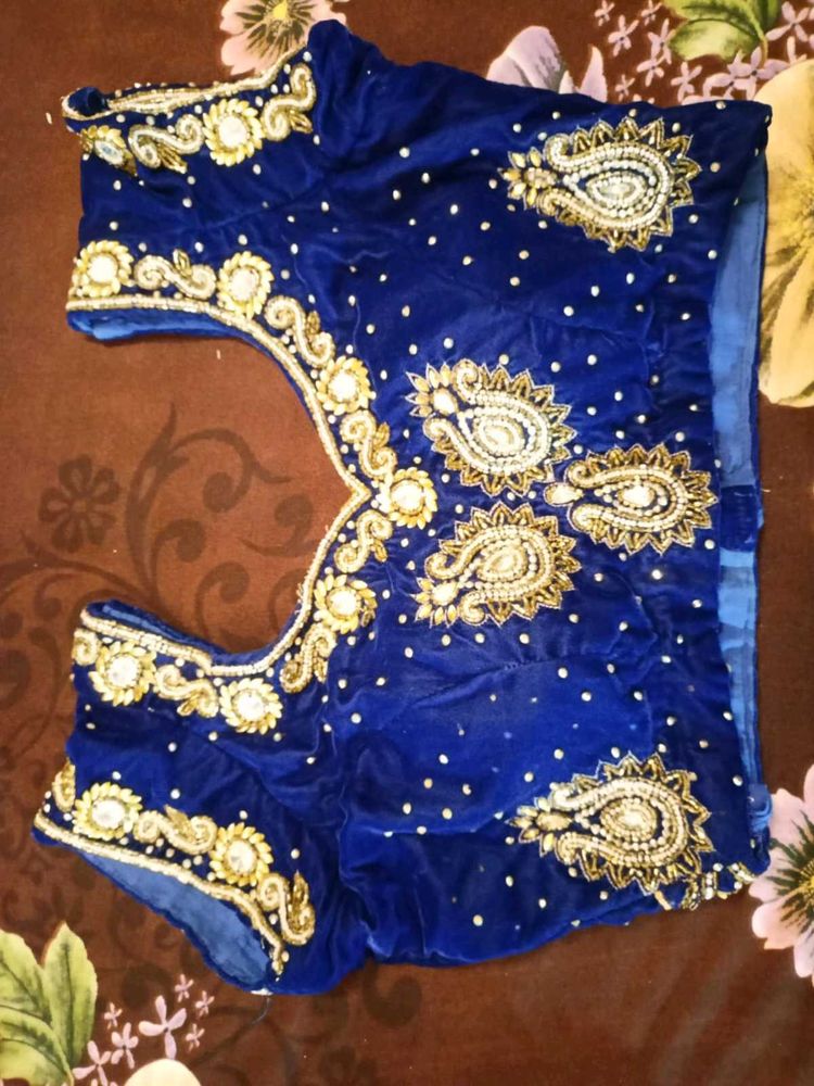 Beautiful Embroidery Navy Blue Blouze