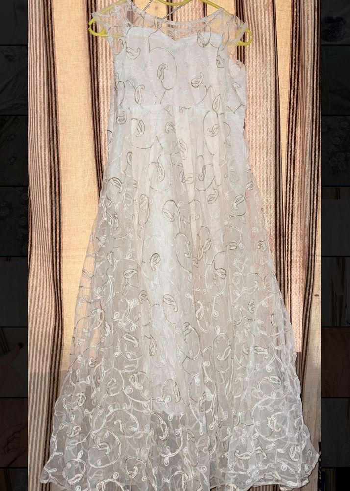 Elegant White Embroidered Gown