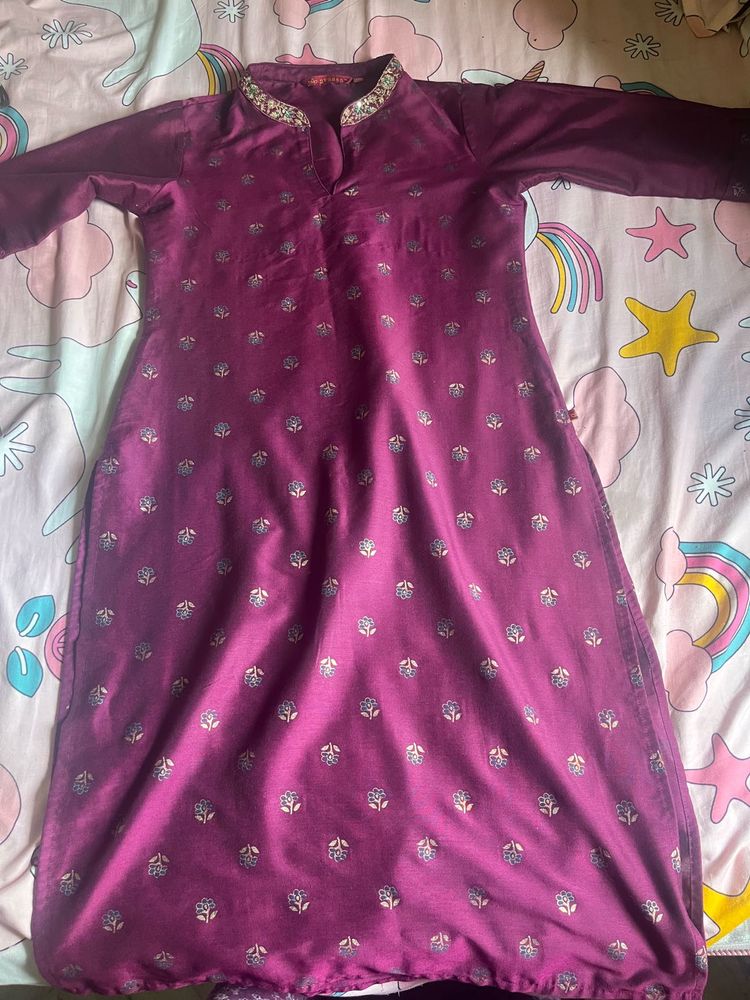 Maroon Floral Kurti