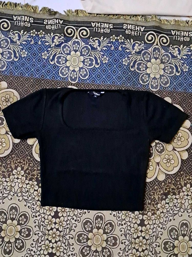 Classic Black Square neck Crop Top