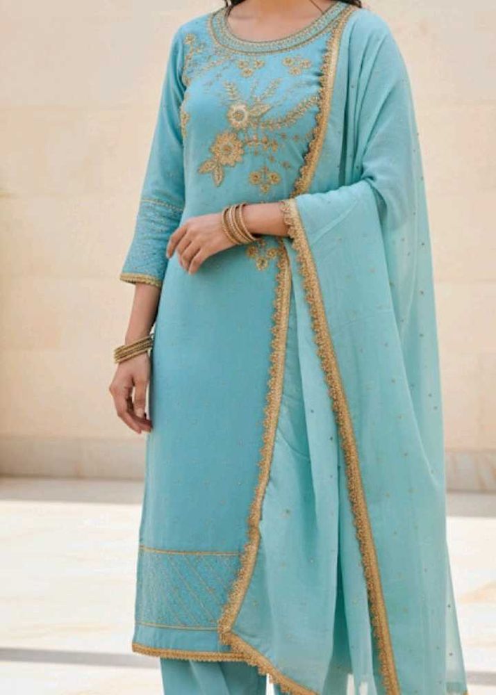 Unstitched Elegant Embroidered Kurta Set