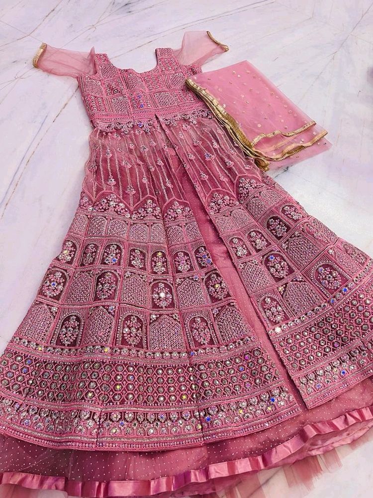 Front Cut Lehga+Lehga Choli For Wedding