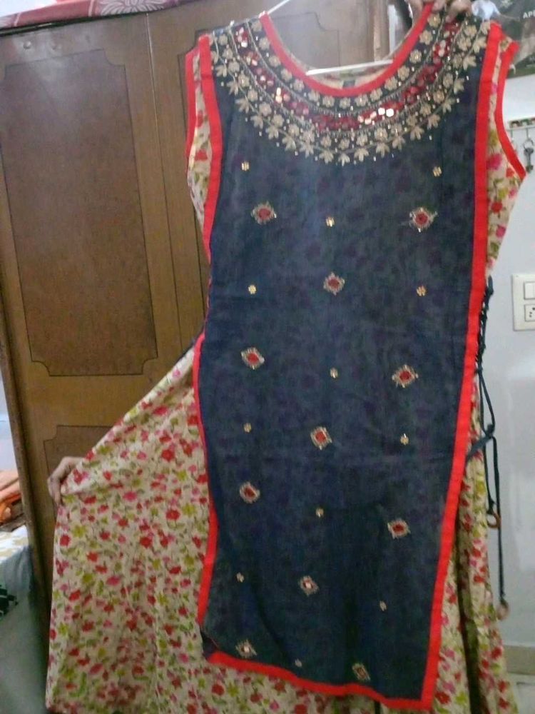 Embellished Dark Blue Kurta