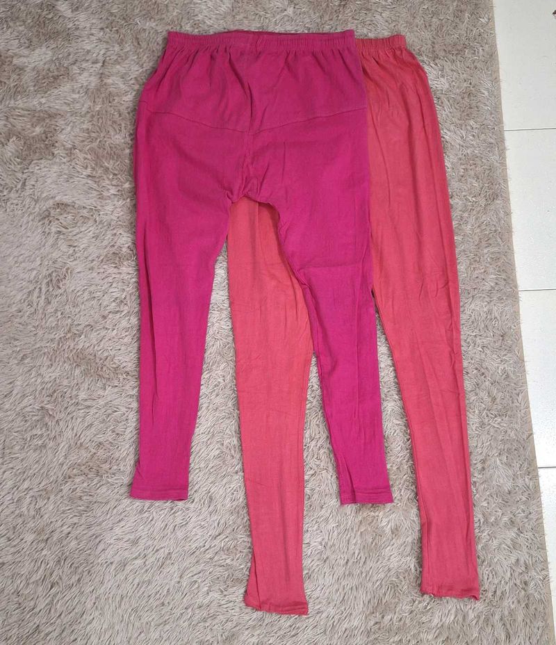 Women's Set of 2 Pink and Coral Leggings